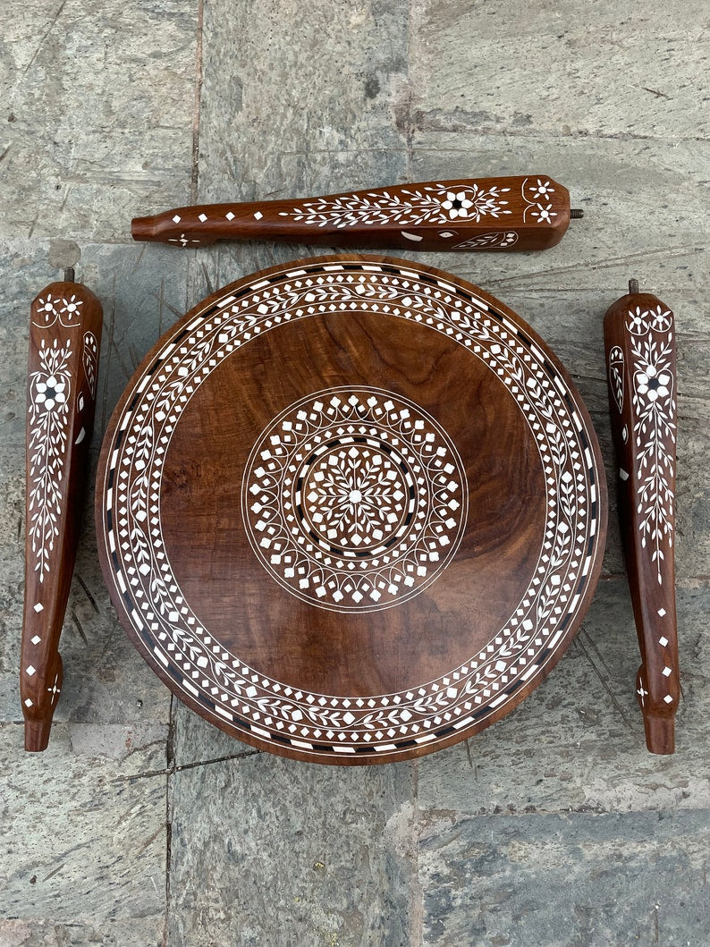 Foldable Coffee table with Handmade Floral Inlay work