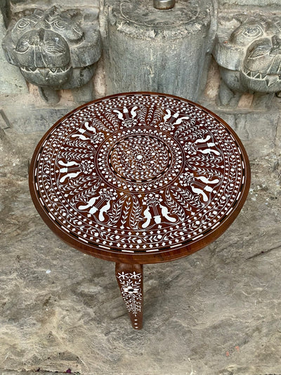 Foldable Coffee table with Handmade Floral Inlay work