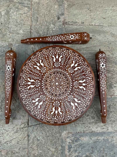 Foldable Coffee table with Handmade Floral Inlay work