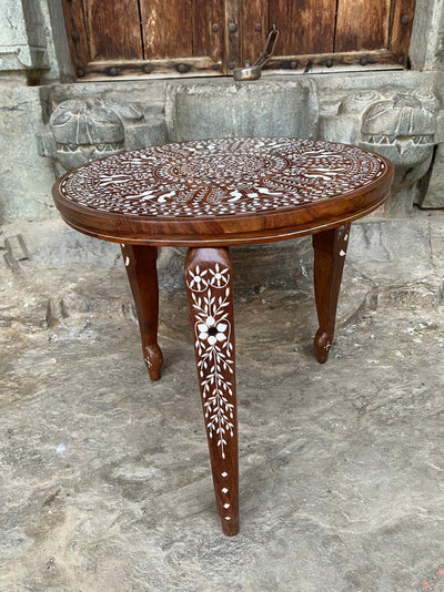 Foldable Coffee table with Handmade Floral Inlay work