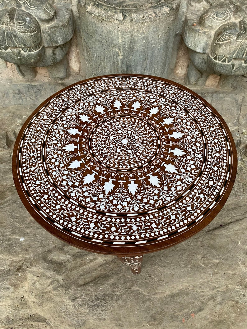 Foldable Coffee table with Handmade Floral Inlay work