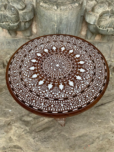 Foldable Coffee table with Handmade Floral Inlay work