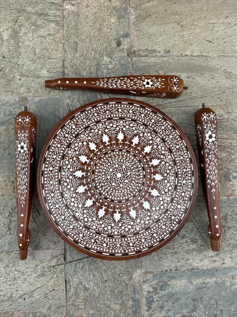 Foldable Coffee table with Handmade Floral Inlay work