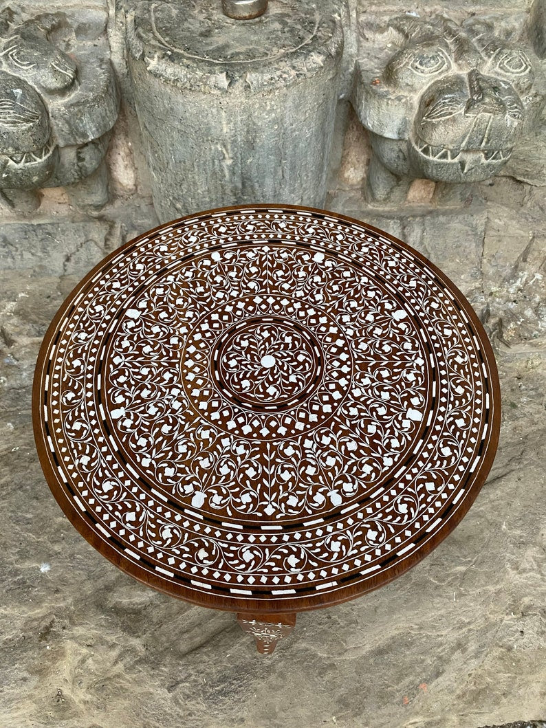 Foldable Coffee table with Handmade Floral Inlay work