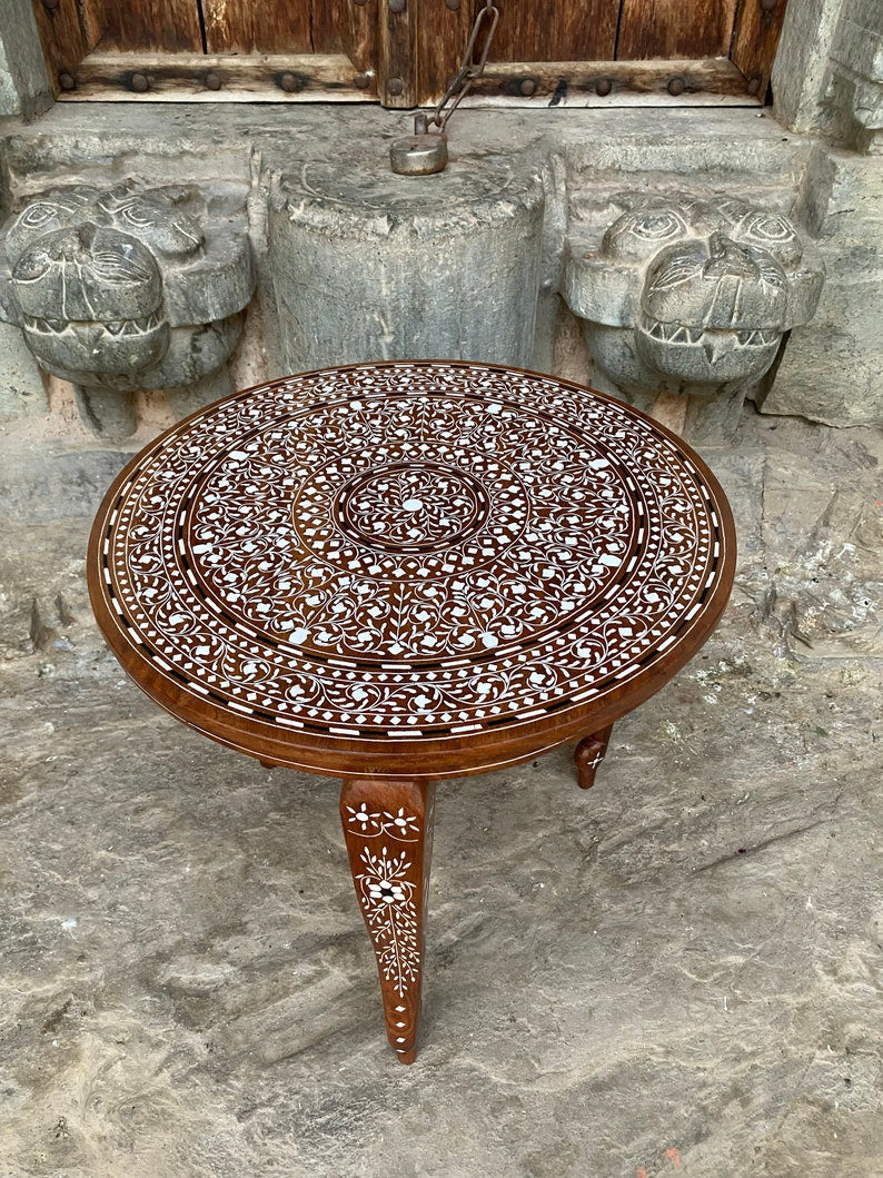 Foldable Coffee table with Handmade Floral Inlay work