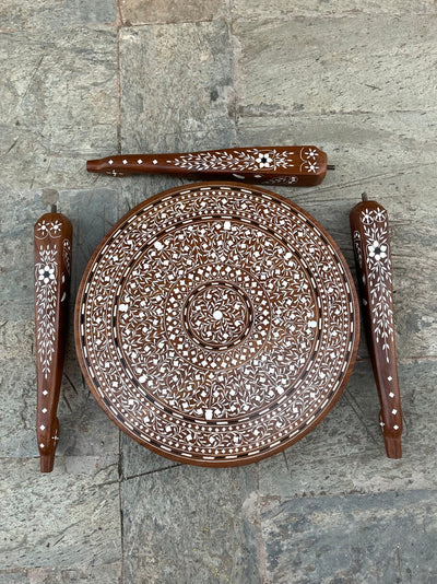 Foldable Coffee table with Handmade Floral Inlay work