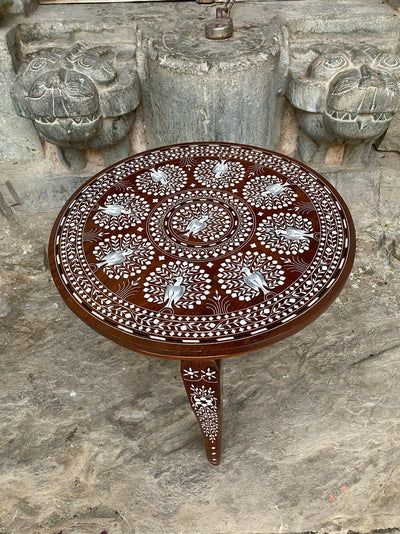 Foldable Coffee table with Handmade Floral Inlay work