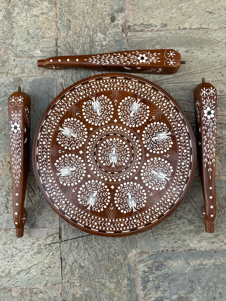 Foldable Coffee table with Handmade Floral Inlay work