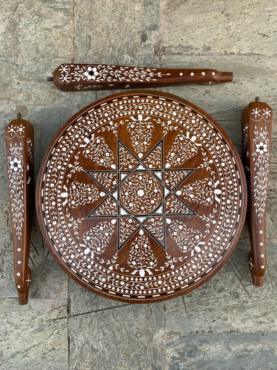 Foldable Coffee table with Handmade Floral Inlay work